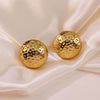 High End Ins Thick Metallic Stainless Steel Round Earrings With Hammer Texture And Geometric Pattern For Women Polished
