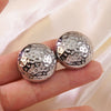 High End Ins Thick Metallic Stainless Steel Round Earrings With Hammer Texture And Geometric Pattern For Women Polished