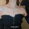 High End Long Adjustable Butterfly Tassel Alloy Clavicle Necklace With Electroplating For Women
