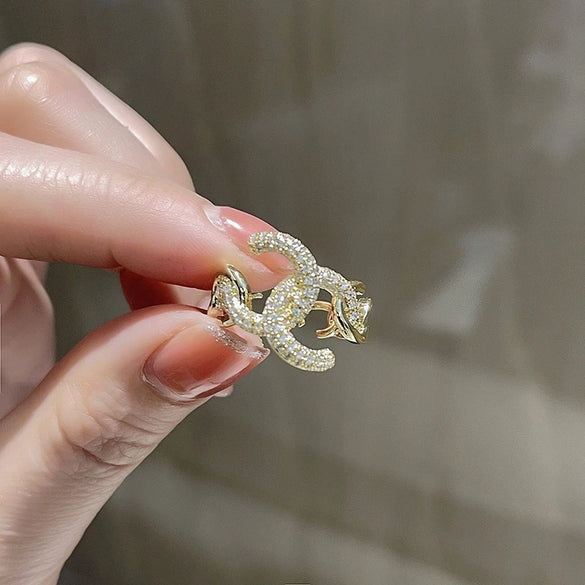 High End Minimalist Geometric Copper Open Ring For Women With Electroplated Finish And Sparkling Zircon Inlay
