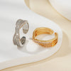 High End Minimalist Geometric Copper Open Ring For Women With Electroplated Finish And Sparkling Zircon Inlay