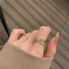 High End Minimalist Geometric Copper Open Ring For Women With Electroplated Finish And Sparkling Zircon Inlay