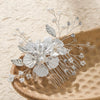 High End Retro Bridal Rhinestone Flower Pearl Hair Comb Hand Beaded Wedding Headdress For Women