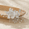 High End Retro Bridal Rhinestone Flower Pearl Hair Comb Hand Beaded Wedding Headdress For Women
