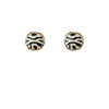 High End Retro Geometric Round Copper Earrings For Women With Black And White Striped Enamel Look Electroplated Finish