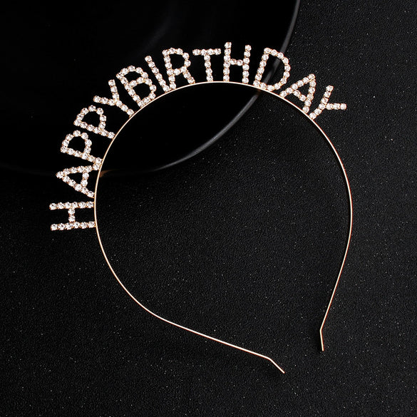 High End Rhinestone Children’s Headband With English Alphabet Letter Design Electroplated Party Hair Accessory