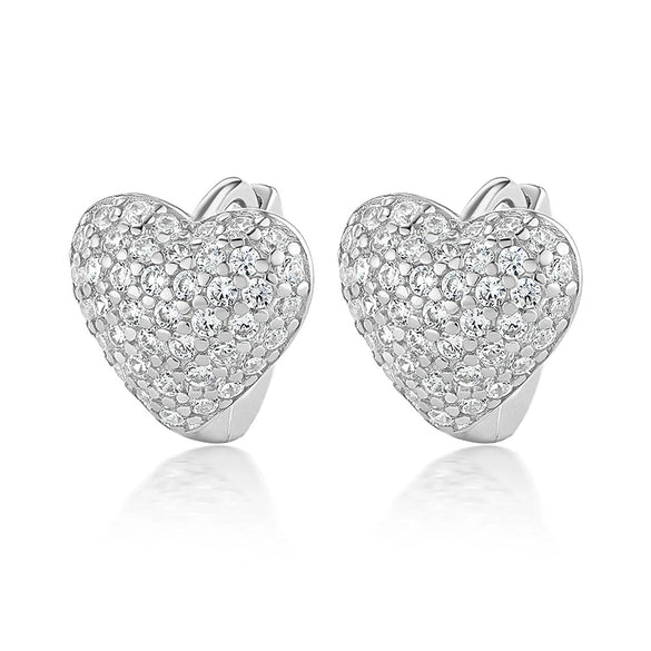 High End 925 Silver Heart Shaped Earrings Inlaid With Zircon For Women