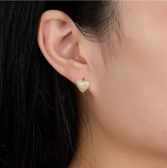 High End 925 Silver Heart Shaped Earrings Inlaid With Zircon For Women