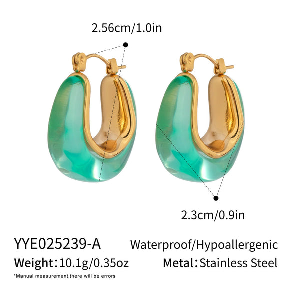 High End Simple U Shaped Women's Stainless Steel Earrings With Electroplating Crystal Clear Non Fading And Waterproof