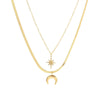 High End Women's Double Layer Clavicle Chain Necklace With Star And Moon Pendant Made Of Titanium Steel And Stainless Steel Geometric Pattern 18K Gold Plated Electroplated