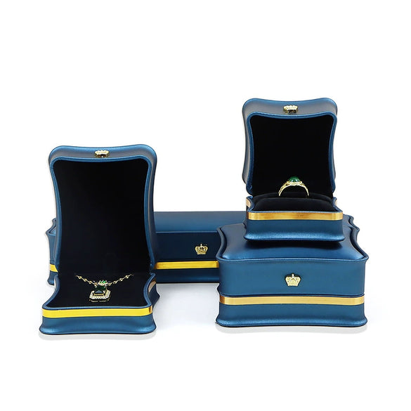 High Grade Brushed Pu Leather Crown Jewelry Storage Box For Ring Necklace Bracelet Jewelry Packaging
