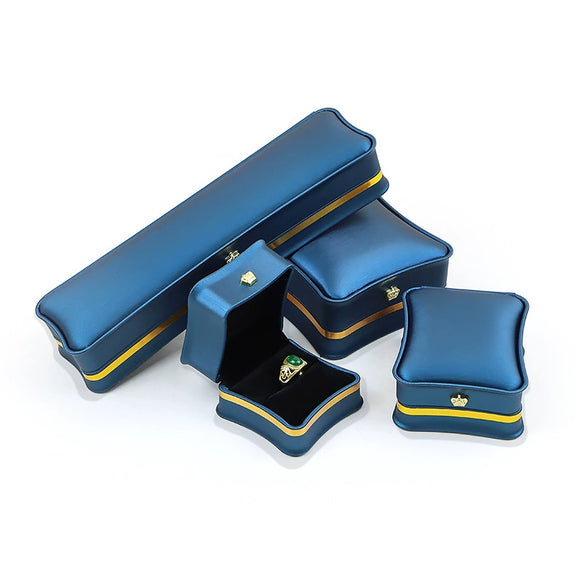 High Grade Brushed Pu Leather Crown Jewelry Storage Box For Ring Necklace Bracelet Jewelry Packaging