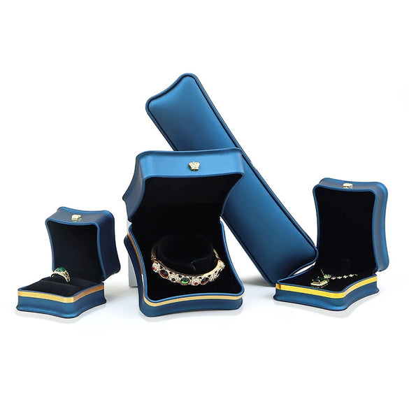 High Grade Brushed Pu Leather Crown Jewelry Storage Box For Ring Necklace Bracelet Jewelry Packaging
