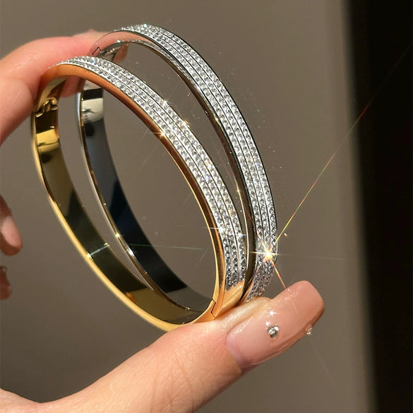 High Grade Brushed Zircon Bracelet With Real Gold Plated Copper Material High End Feel Palace Style Design