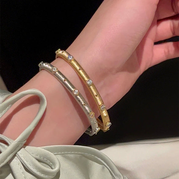 High Grade Brushed Zircon Bracelet With Real Gold Plated Copper Material High End Feel Palace Style Design