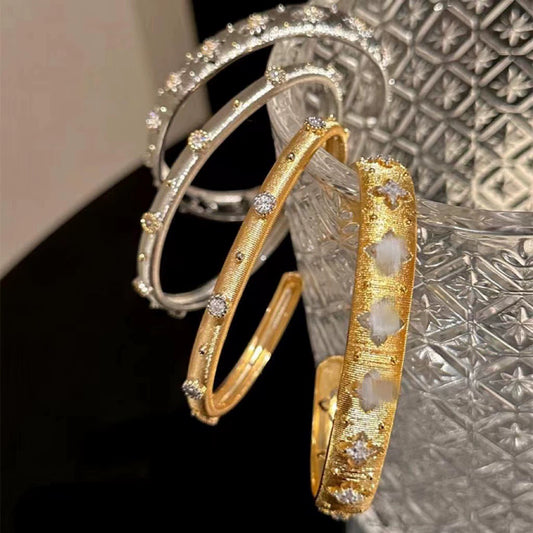 High Grade Brushed Zircon Bracelet With Real Gold Plated Copper Material High End Feel Palace Style Design