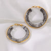 High Grade Female Acrylic Resin Imitation Jade Vintage Exaggerated Circle Earrings With Geometric Pattern And Electroplating