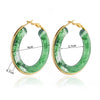High Grade Female Acrylic Resin Imitation Jade Vintage Exaggerated Circle Earrings With Geometric Pattern And Electroplating