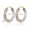 High Grade Female Acrylic Resin Imitation Jade Vintage Exaggerated Circle Earrings With Geometric Pattern And Electroplating