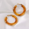 High Grade Female Acrylic Resin Imitation Jade Vintage Exaggerated Circle Earrings With Geometric Pattern And Electroplating