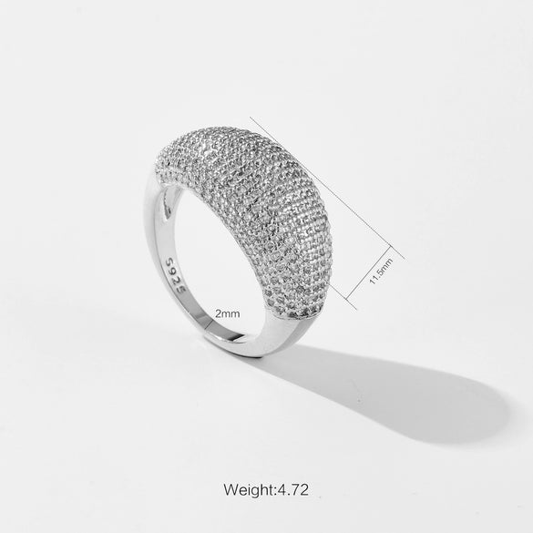 High Grade Irregular Design Copper Ring With Micro Set Rai Diamond Electroplated In Platinum Or 18K Gold Fashion Ol Style Geometric Shape Closed Stacked For Women