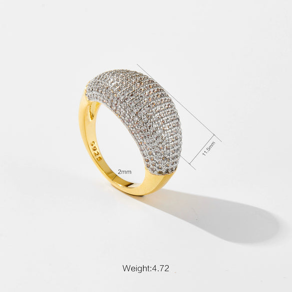 High Grade Irregular Design Copper Ring With Micro Set Rai Diamond Electroplated In Platinum Or 18K Gold Fashion Ol Style Geometric Shape Closed Stacked For Women