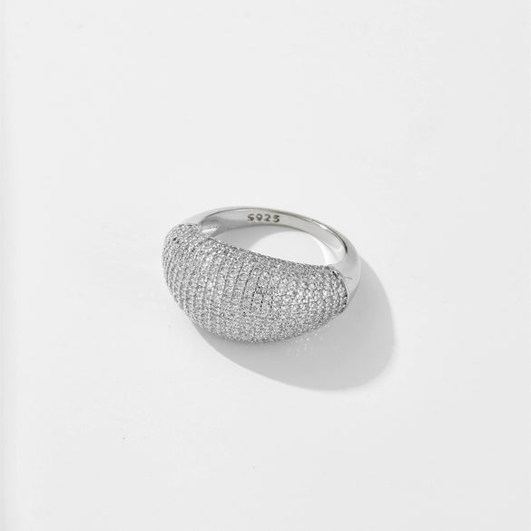 High Grade Irregular Design Copper Ring With Micro Set Rai Diamond Electroplated In Platinum Or 18K Gold Fashion Ol Style Geometric Shape Closed Stacked For Women