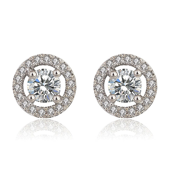 High Grade Jewelry Full Set With Round Earrings And Disc Micro Set Zircon Copper Material Crown Patterned Diamond Treated