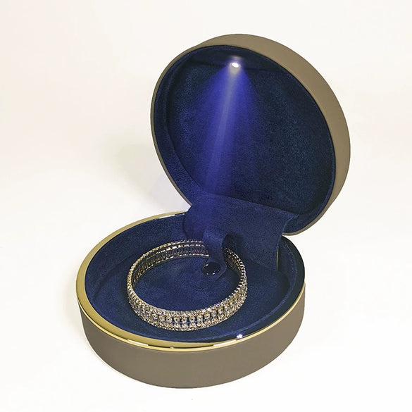 High Grade Pu Leather Jewelry Storage Box With Led Light Luminous Ring Box For Wedding Gifts Pendants And Bracelets