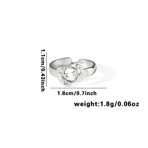 High Grade Retro Niche Design Titanium Steel Geometric Hollow Finger Ring With Electroplating For Women