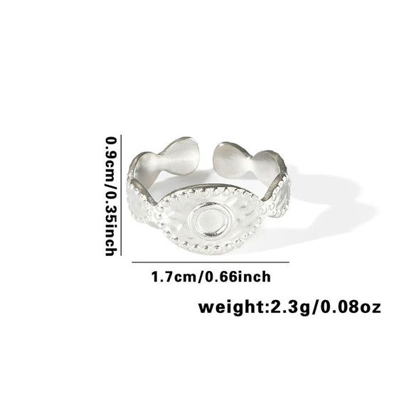 High Grade Retro Niche Design Titanium Steel Geometric Hollow Finger Ring With Electroplating For Women