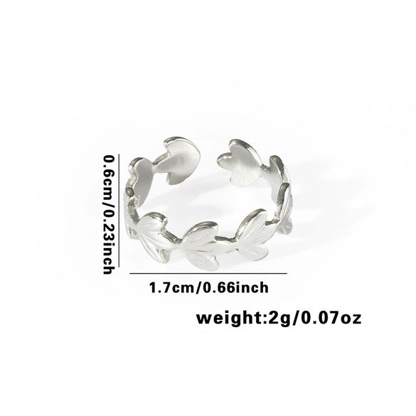 High Grade Retro Niche Design Titanium Steel Geometric Hollow Finger Ring With Electroplating For Women