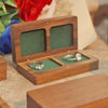High Grade Solid Black Walnut Wood Jewelry Box Square Carved Ring And Medal Box With Flocking Cloth Lining Engraved Logo Packaging