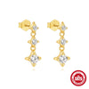 High Grade Square Double Ring Four Leaf Clover 925 Sterling Silver Women's Niche Fashion Elegant Personality All Match Earrings