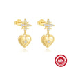 High Grade Square Double Ring Four Leaf Clover 925 Sterling Silver Women's Niche Fashion Elegant Personality All Match Earrings