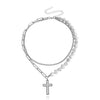 High Grade Stitching Imitation Fritillaria Pendant Necklace For Women Alloy Material Geometric Pattern Electroplating Treatment Twist Chain