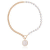 High Grade Stitching Imitation Fritillaria Pendant Necklace For Women Alloy Material Geometric Pattern Electroplating Treatment Twist Chain