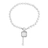 High Grade Stitching Imitation Fritillaria Pendant Necklace For Women Alloy Material Geometric Pattern Electroplating Treatment Twist Chain