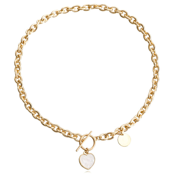 High Grade Stitching Imitation Fritillaria Pendant Necklace For Women Alloy Material Geometric Pattern Electroplating Treatment Twist Chain