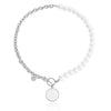 High Grade Stitching Imitation Fritillaria Pendant Necklace For Women Alloy Material Geometric Pattern Electroplating Treatment Twist Chain