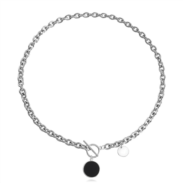 High Grade Stitching Imitation Fritillaria Pendant Necklace For Women Alloy Material Geometric Pattern Electroplating Treatment Twist Chain