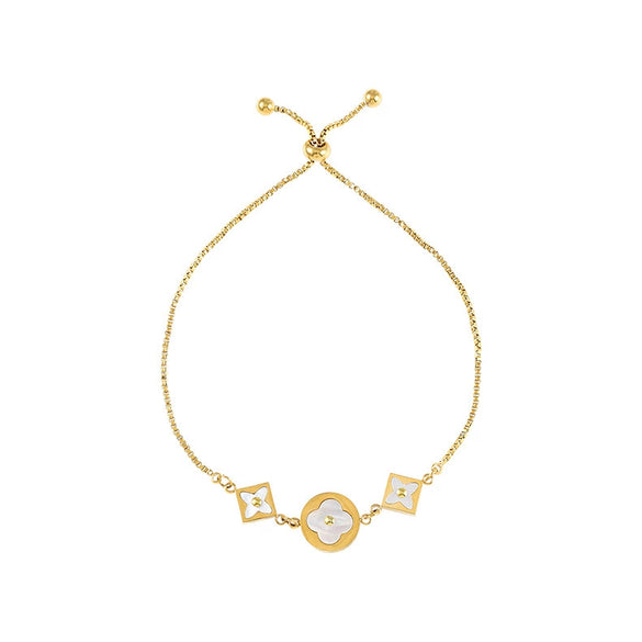 High Grade Women's Cold Style Niche Design Elegant Bracelet In Titanium Steel With Four Leaf Clover And Geometric Pattern