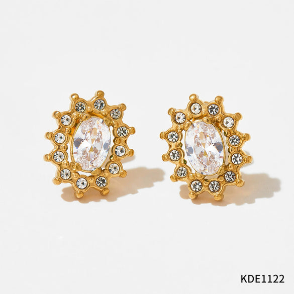 High Grade Women's Elegant Light Luxury Fashion Earrings In Heart And Geometric Shape Made Of Stainless Steel With Electroplating Design