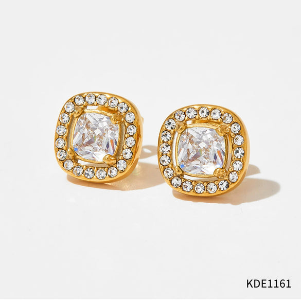 High Grade Women's Elegant Light Luxury Fashion Earrings In Heart And Geometric Shape Made Of Stainless Steel With Electroplating Design