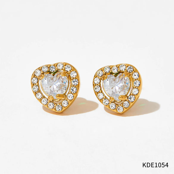 High Grade Women's Elegant Light Luxury Fashion Earrings In Heart And Geometric Shape Made Of Stainless Steel With Electroplating Design