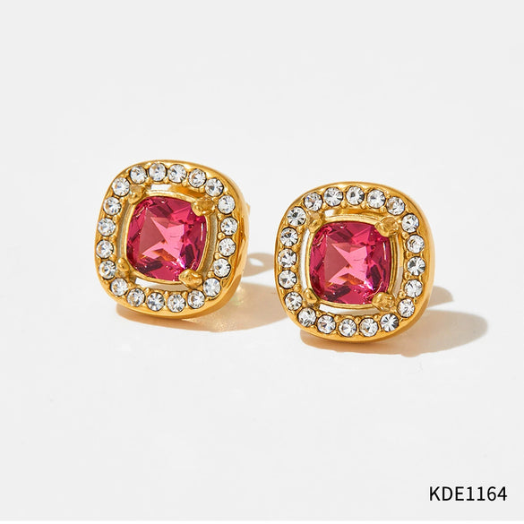High Grade Women's Elegant Light Luxury Fashion Earrings In Heart And Geometric Shape Made Of Stainless Steel With Electroplating Design