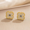 High Quality Light Luxury Copper Real Gold Electroplated Micro Earrings Necklace Ring Combination For Women