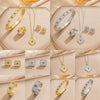 High Quality Light Luxury Copper Real Gold Electroplated Micro Earrings Necklace Ring Combination For Women