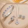 High Quality Light Luxury Copper Real Gold Electroplated Micro Earrings Necklace Ring Combination For Women