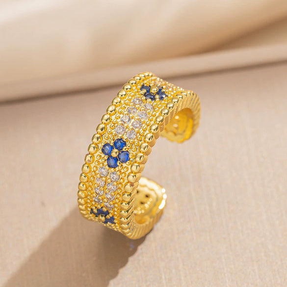 High Quality Light Luxury Copper Real Gold Electroplated Micro Earrings Necklace Ring Combination For Women